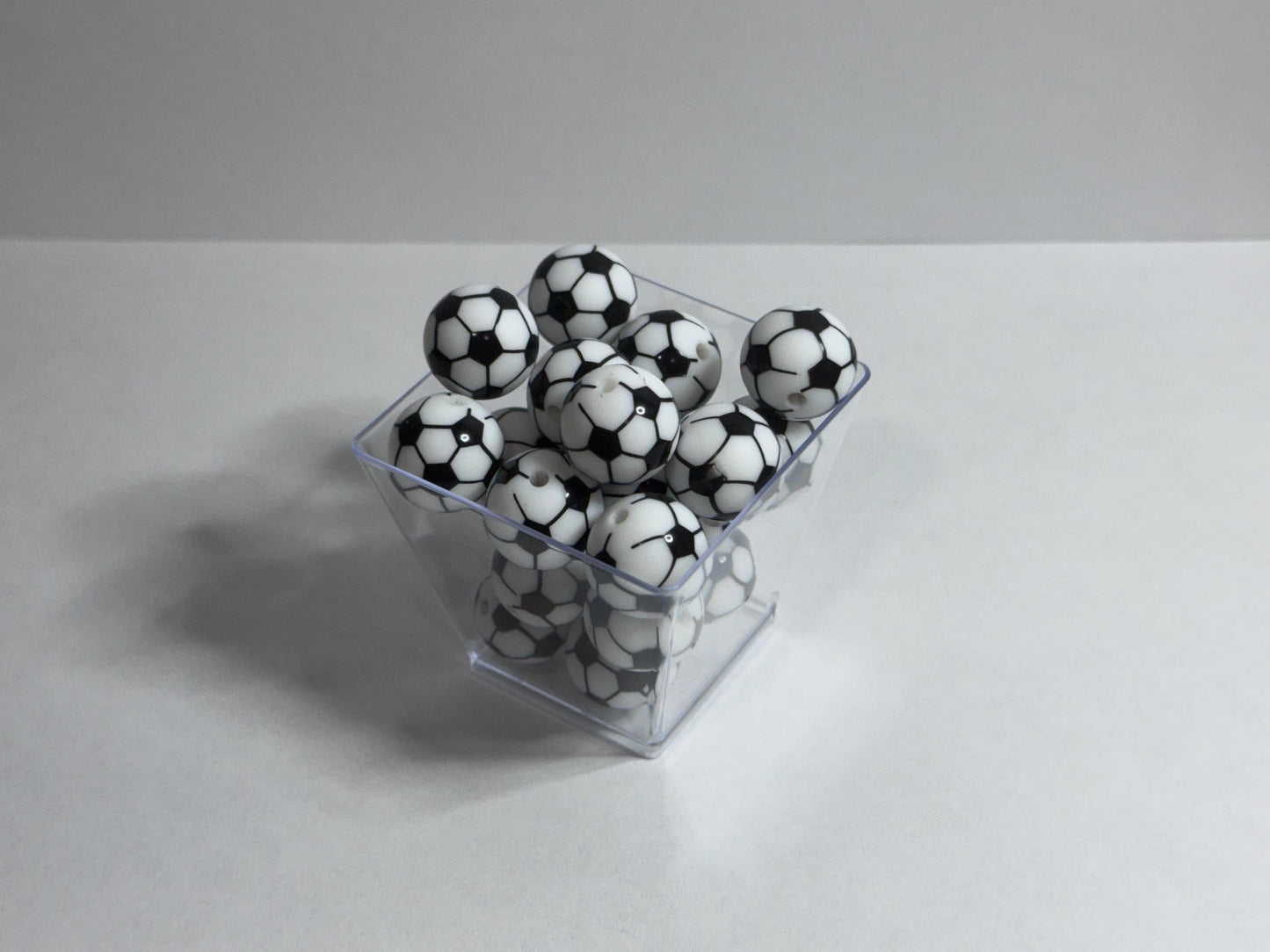 Soccer Ball- 15mm Silicone Printed Beads