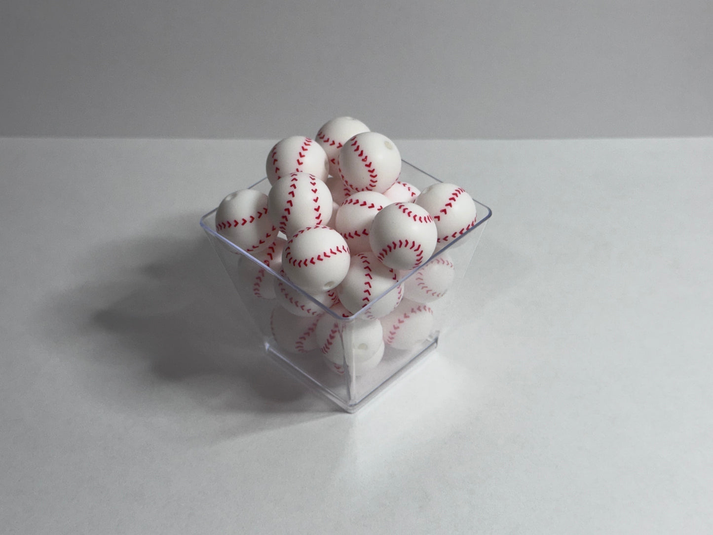Baseball- 15mm Silicone Printed Bead