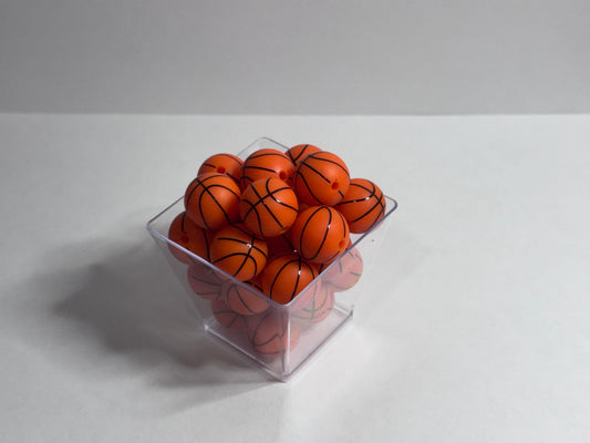 Basketball- 15mm Silicone Printed Bead