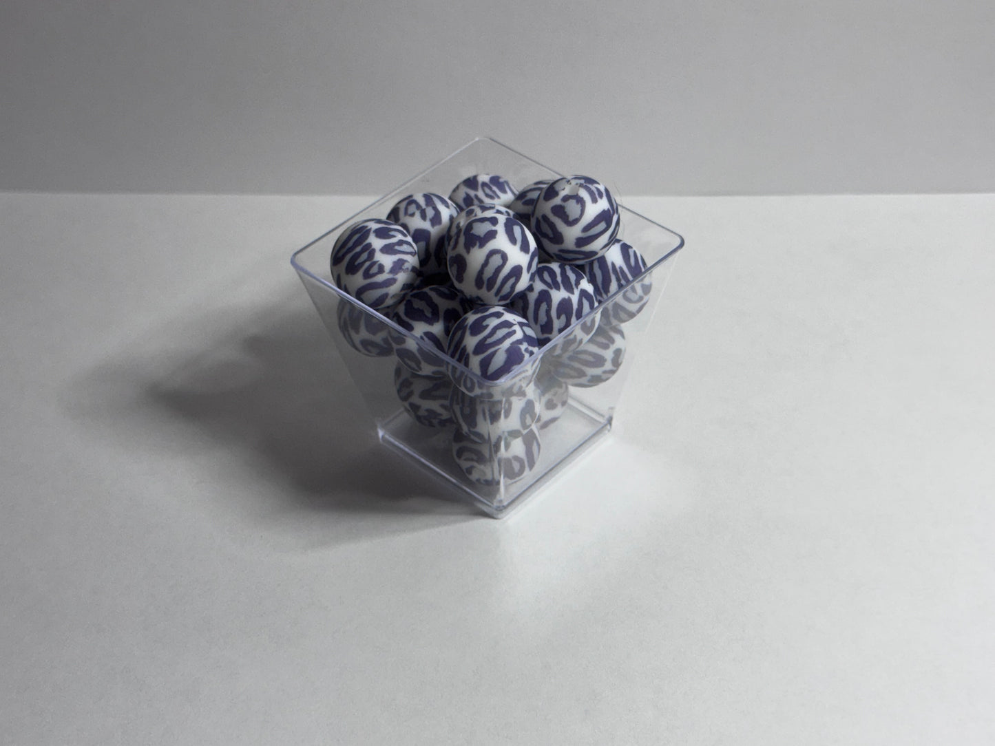 Grey Leopard- 15mm Silicone Printed Beads
