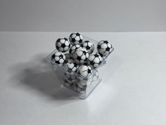 Soccer Ball- 15mm Silicone Printed Beads