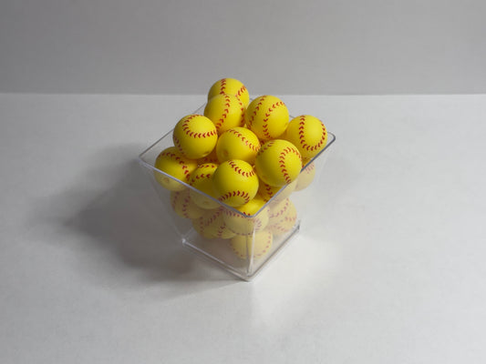 Softball- 15mm Silicone Printed Beads