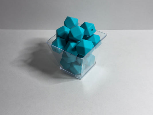 Turqouise- Solid Hexagon Silicone Beads